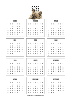 Calendario 2025 con diseño de perritos para imprimir gratis