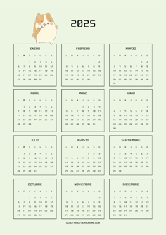 Calendario 2025 con diseño de perritos para imprimir gratis
