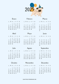 Calendario 2025 con diseño de perritos para imprimir gratis
