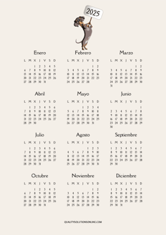 Calendario 2025 con diseño de perritos para imprimir gratis