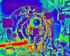 Thermographie d'un brûleur de gaz naturel d'une chaudière industrielle