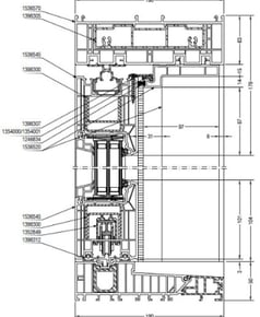 a drawing of a building with a drawing of a building