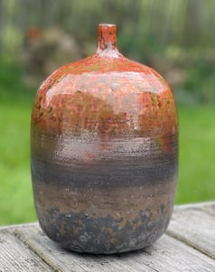 Grand vase soliflore - émail à cristaux et bronze