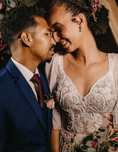 a western black couple on their wedding day