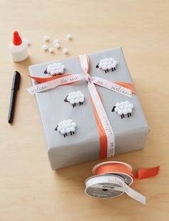 baby gift with sheep decals