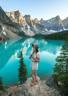 Solana Crowe standing in front of Lake Louise