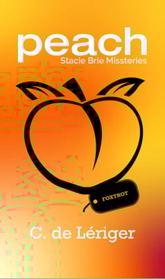 a book cover with a peach illustration on the front
