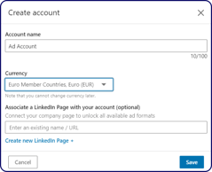 Creating account on LinkedIn Campaign Manager