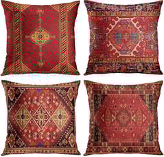 Pillow Covers Cases Geometric Moroccan Home Decor Set Oriental Print Living Room Decor Colorful Red