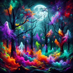 Ghosts out at night colorful image created by Edward Shanahan