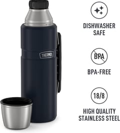 THERMOS Stainless King Vacuum-Insulated Beverage Bottle, 40 Ounce, Midnight Blue 