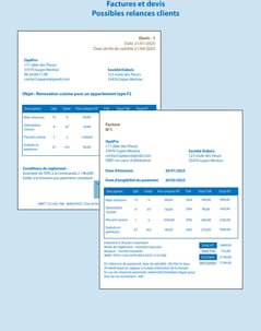 Factures et devis : suivi et relances clients simplifiées.