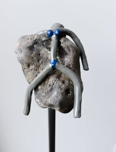 Joy, height 95cm (with stand), Welded sculpture with steel and stone
