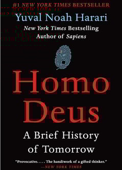 A book cover of homo deus by Yuval noah harari
