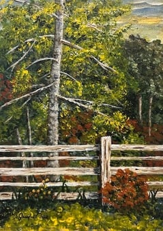 Fenced Together, 2025, Acrylic on canvas, 7 x 5 inches  $95