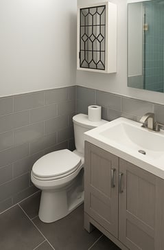 a modern renovated bathroom and sink