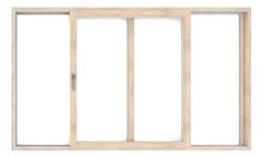 a window with a sliding glass door and a white background
