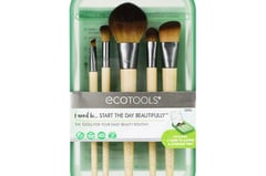 a set of three brushes and a brush for eco - friendly makeup