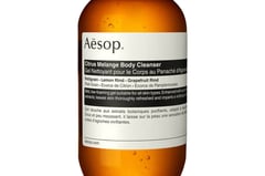 a bottle of aesop body cleanser