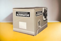 Corrugated folding carton for Alternator