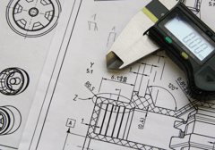 A mechanical design drawing to represent the engineering process.
