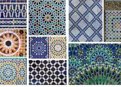 a collage of different colored tiles and patterns