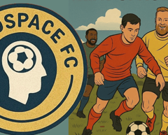 a soccer player is playing soccer in a field