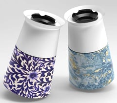 “Designer air freshener with ceramic-style floral and marble textures—modern décor meets design
