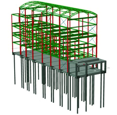 Projeto Estrutural de uma escola. Estrutura mista (concreto + metálica).