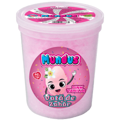 Desert pentru copii – vată de zahăr roz Mundus, 20g, vanilie, gust clasic de neuitat