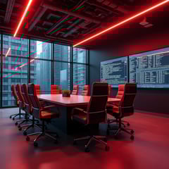 meeting room with led lights and concrete floor