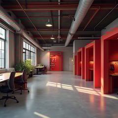 open space with industrial look, office design
