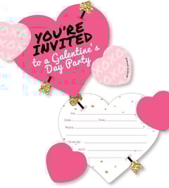  Big Dot of Happiness Be My Galentine - Shaped Fill-In Invitations - Galentine’s and Valentine’s Day
