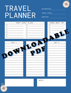 Downloadable PDF Travel Planner 
