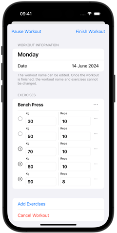 Weights app presentation screenshot