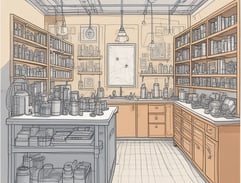A classroom setting featuring a wooden table with a mechanical setup involving gears and rods. A paper titled 'UNIT 1 Energy and Power' is displayed, containing diagrams and text. In the background, blurred figures and classroom materials can be seen.