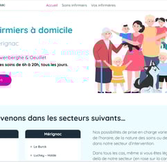 a website page with a picture of a group of people