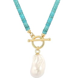   Gold Pearl Necklace  and Earring set