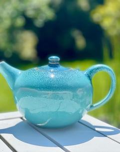 Théière - émail turquoise et azur