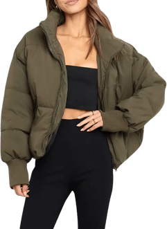 Gihuo Women’s Winter Cropped Puffer Jacket Coat Short Warm Quilted Jacket