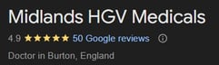 Midlands HGV Medicals google review scores