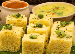 Zayka Caterers’ menu image of Western Indian cuisine with dhokla looking Delicious and Juicy
