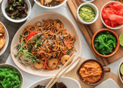 Zayka Caterers’ menu image of Chinese cuisine with hakka noodles and manchurian.