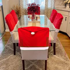 Red and White Santa Claus Hat Chair Back Covers 