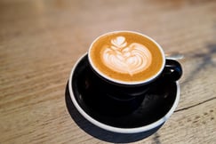 A flat white at Brother Baba Budan in the CBD of Melbourne