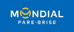 a blue and white logo with the word mondiall pare brise