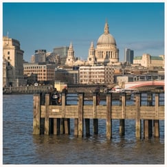 St Pauls Cathedral and river Thames, London, UK, photograph by Philip Preston.