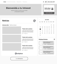 alt: "Primer prototipo en media fidelidad de la nueva intranet."