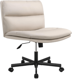 EMIAH Armless Office Desks Chair with Wheels PU-Padded Vanity Chair Mid-Back Ergonomic Home Office 