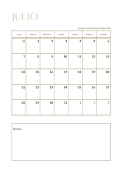 Calendarios de julio para imprimir gratis